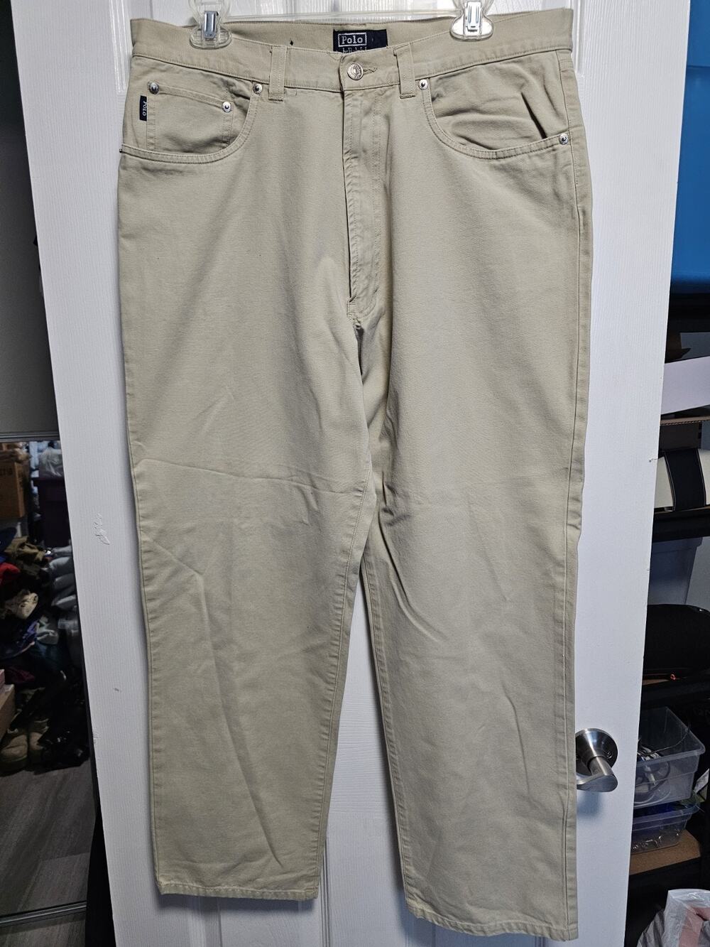 Vintage Polo Ralph Lauren Pants Mens 36x30 Beige Cuffed Chino Pant